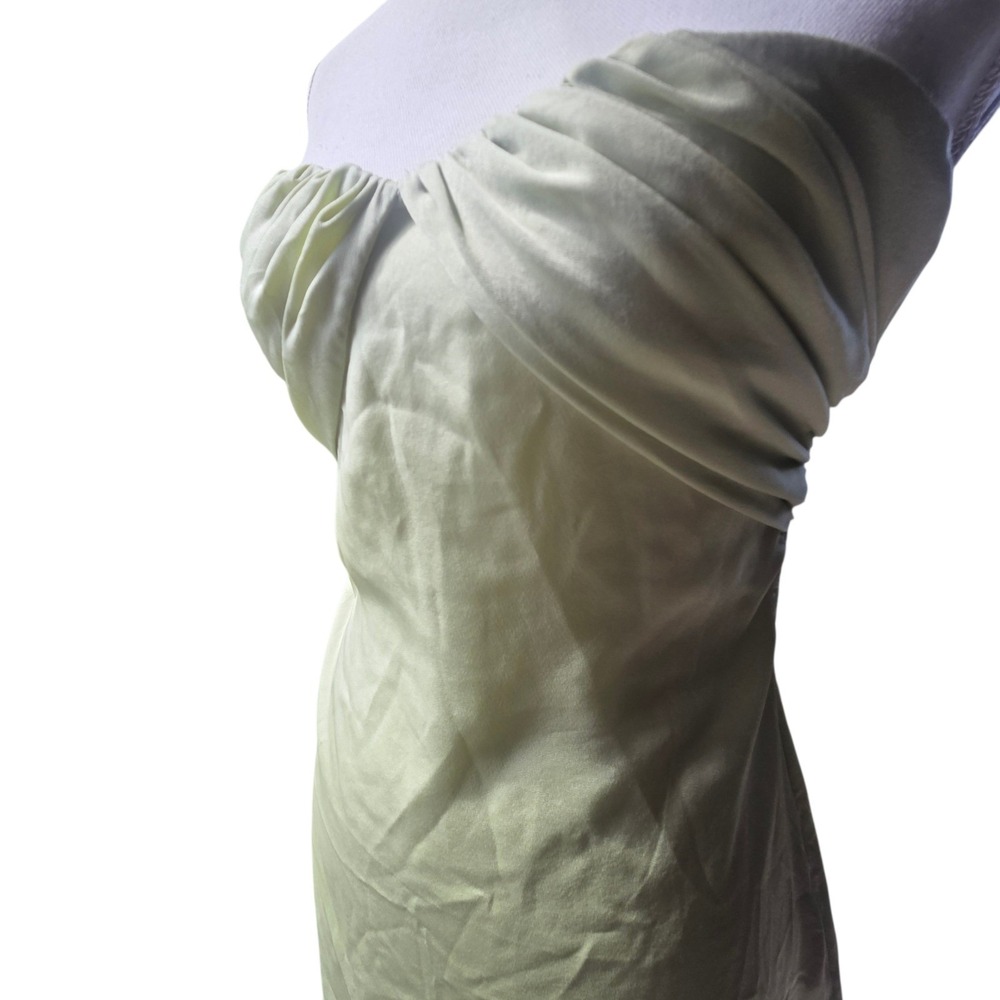 Princess Polly Irena Sage Green Strapless Mini Dress Draped Bust Satin Size US 4 - Picture 10 of 10